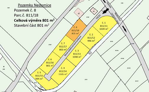 Prodej stavebního pozemku 801 m², Nedomice, okres Mělník