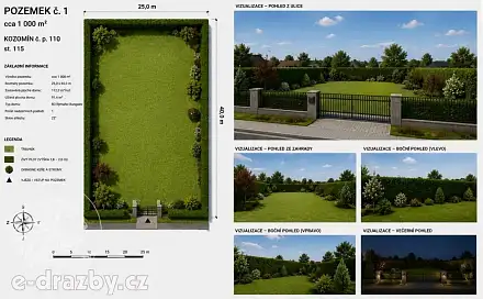 Dražba stavebního pozemku 1 000 m², Kozomín, okres Mělník