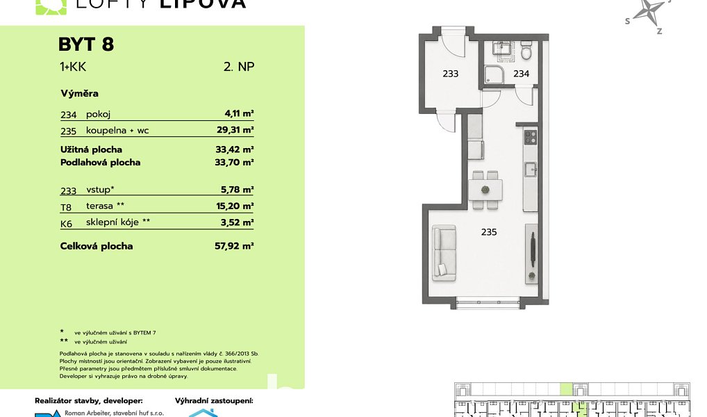 Prodej bytu 1+kk 34 m², Hodonice – náhled fotky 4