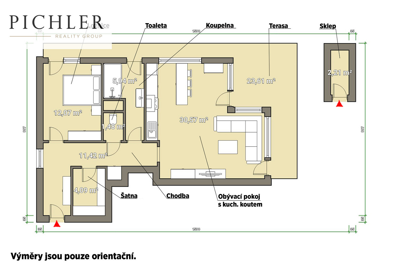 Pronájem bytu 2+kk 95 m² — photo 3