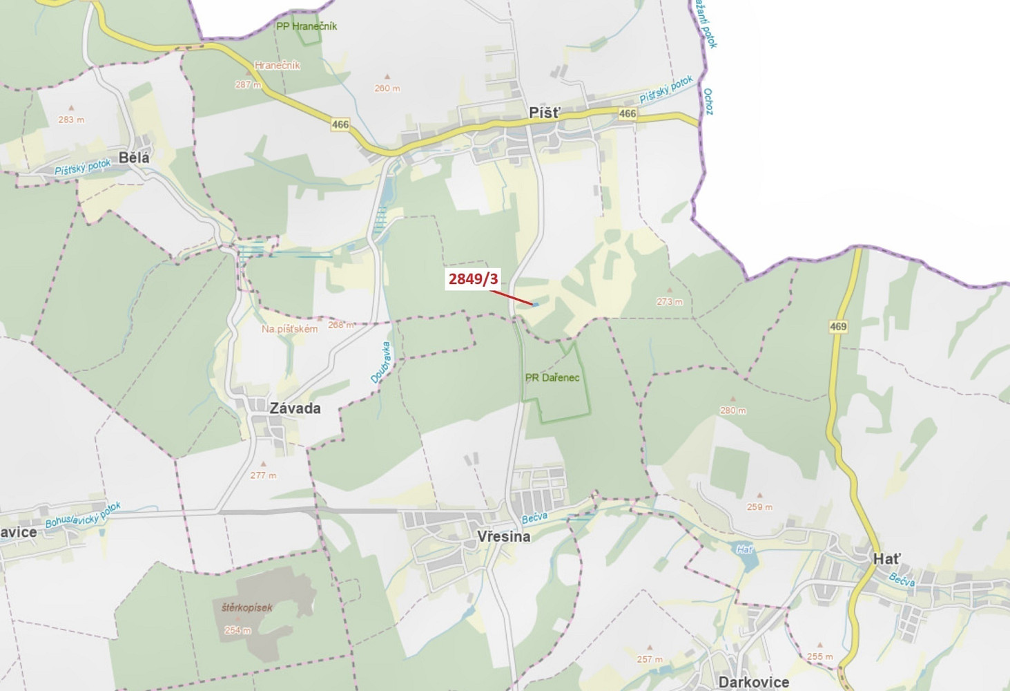 Dražba lesa 1 130 m²