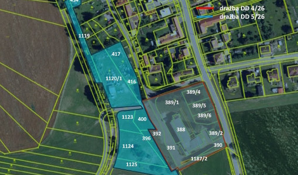 Dražba pozemku, 8005 m², Vyškov, Podomí