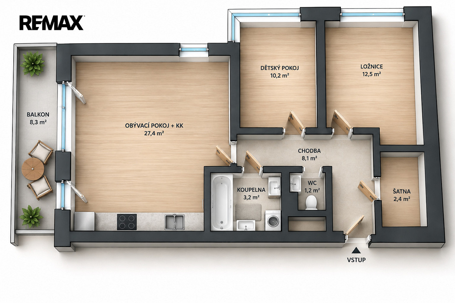 Pronájem bytu 3+kk 65 m² – fotografie 2