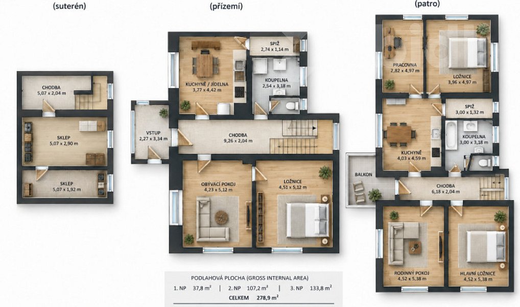 Prodej domu 279 m² s pozemkem 2 398 m², Okřesaneč – náhled fotky 4