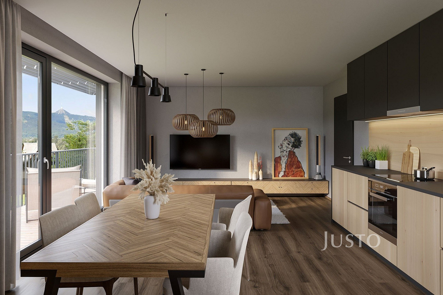 Prodej 2+kk 49 m² + zahrádka 40 m² + terasa 17 m² + parkování