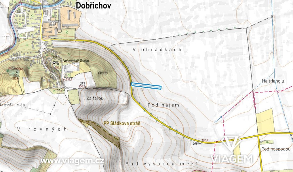 Prodej pole 1 228 m², Dobřichov – náhled fotky 3