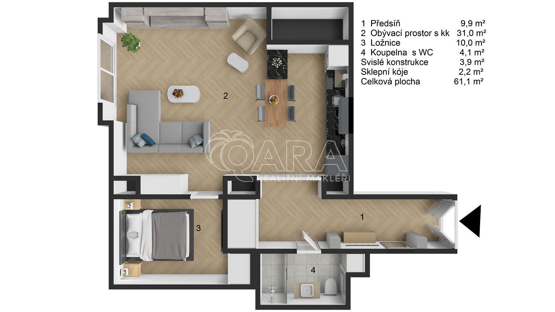 Prodej bytu 1+kk 61 m² – fotografie 2