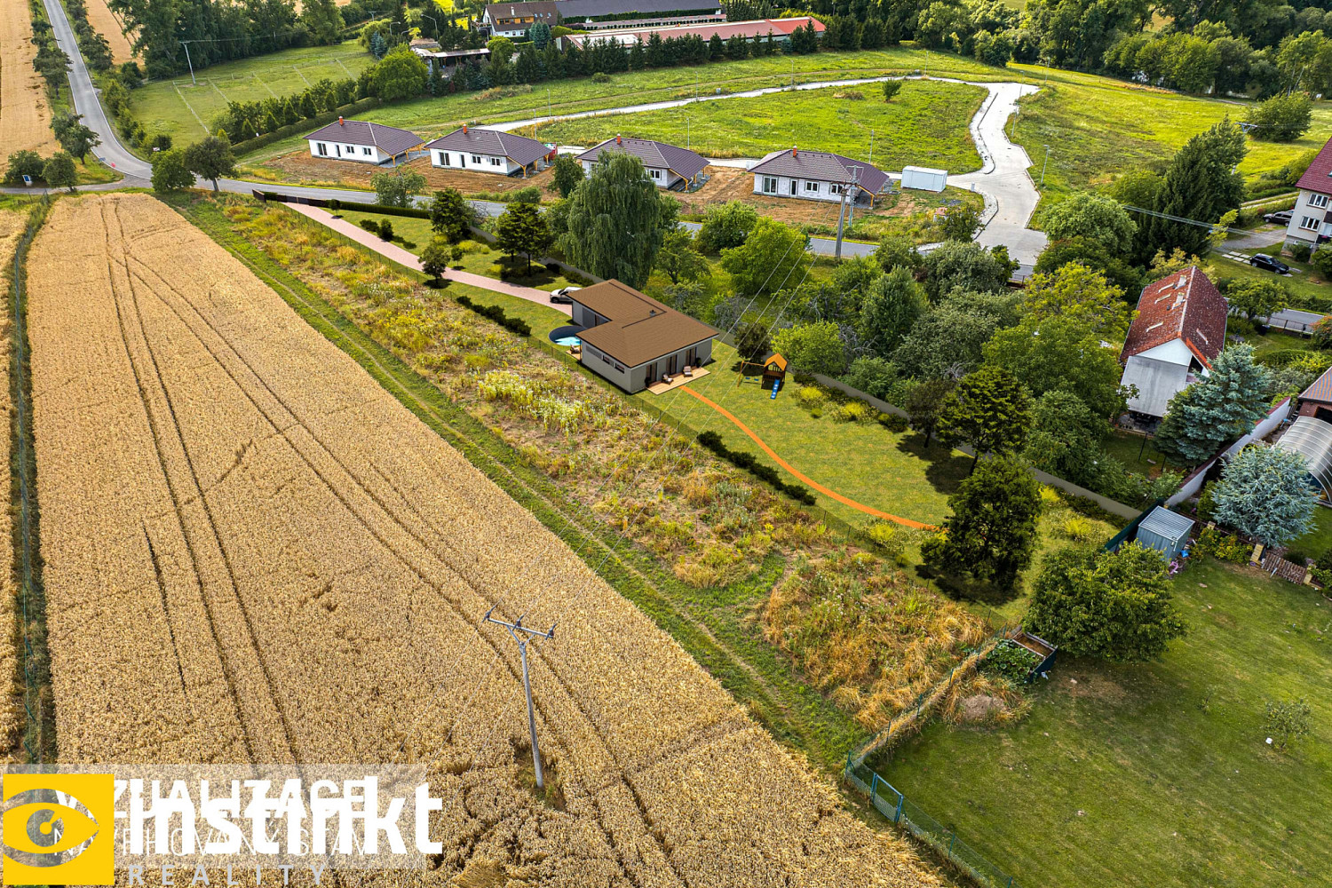 Prodej stavebního pozemku 1 975 m² – pohled 3