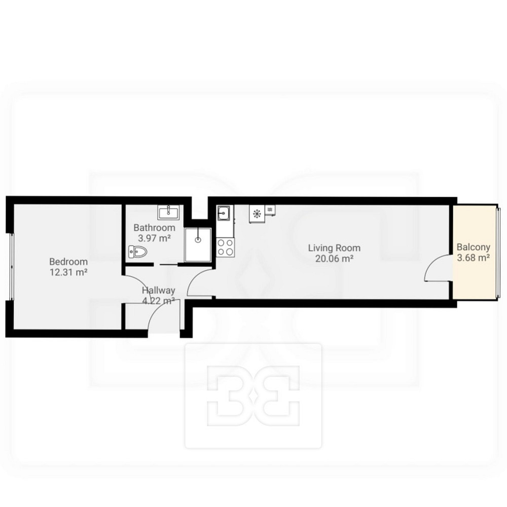 Pronájem bytu 2+kk 48 m² – fotografie 3