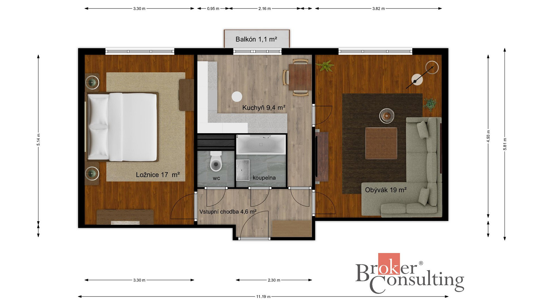 Prodej bytu 2+1 55 m² – fotografie 3