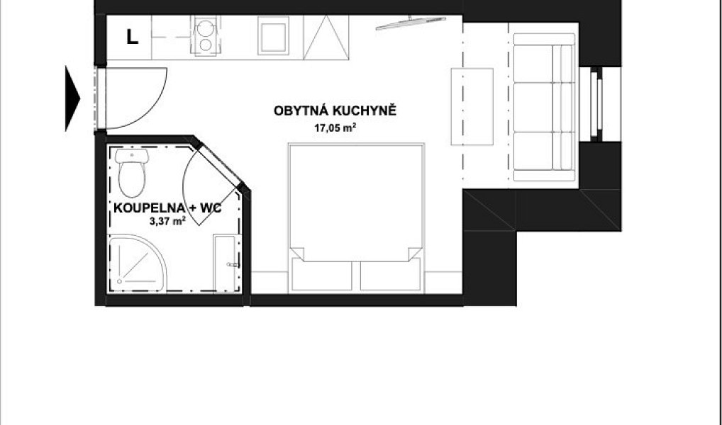 Prodej bytu 1+kk 20 m², Horní Lhota – náhled fotky 6