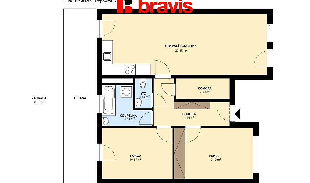Pronájem bytu 3+kk 72 m², Popůvky – náhled fotky 3