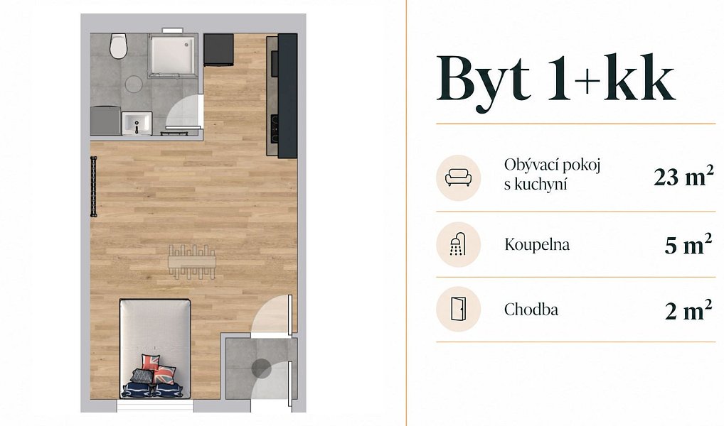 Pronájem bytu 1+kk 30 m², Mělník – náhled fotky 5