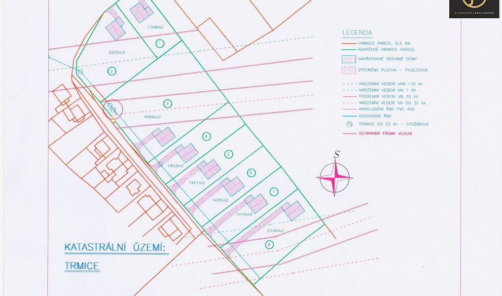 Prodej stavebního pozemku 2 230 m², Trmice – náhled fotky 3