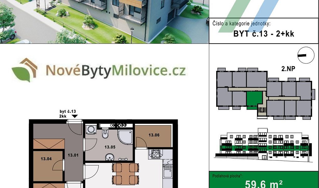 Prodej bytu 2+kk 55 m², Milovice – náhled fotky 2
