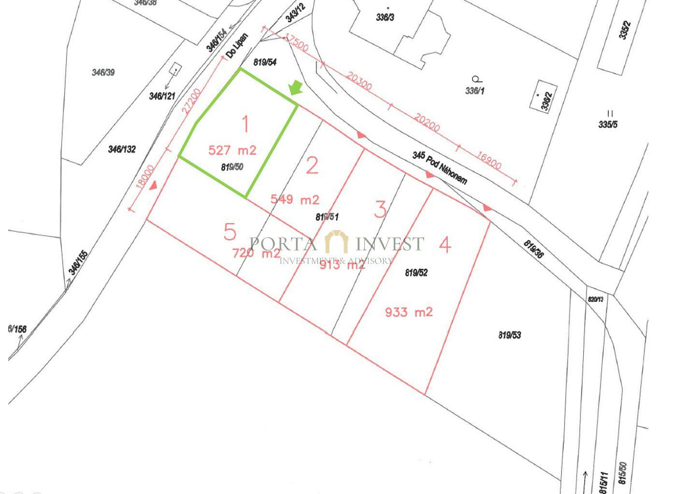 Prodej stavebního pozemku 526 m² – pohled 6