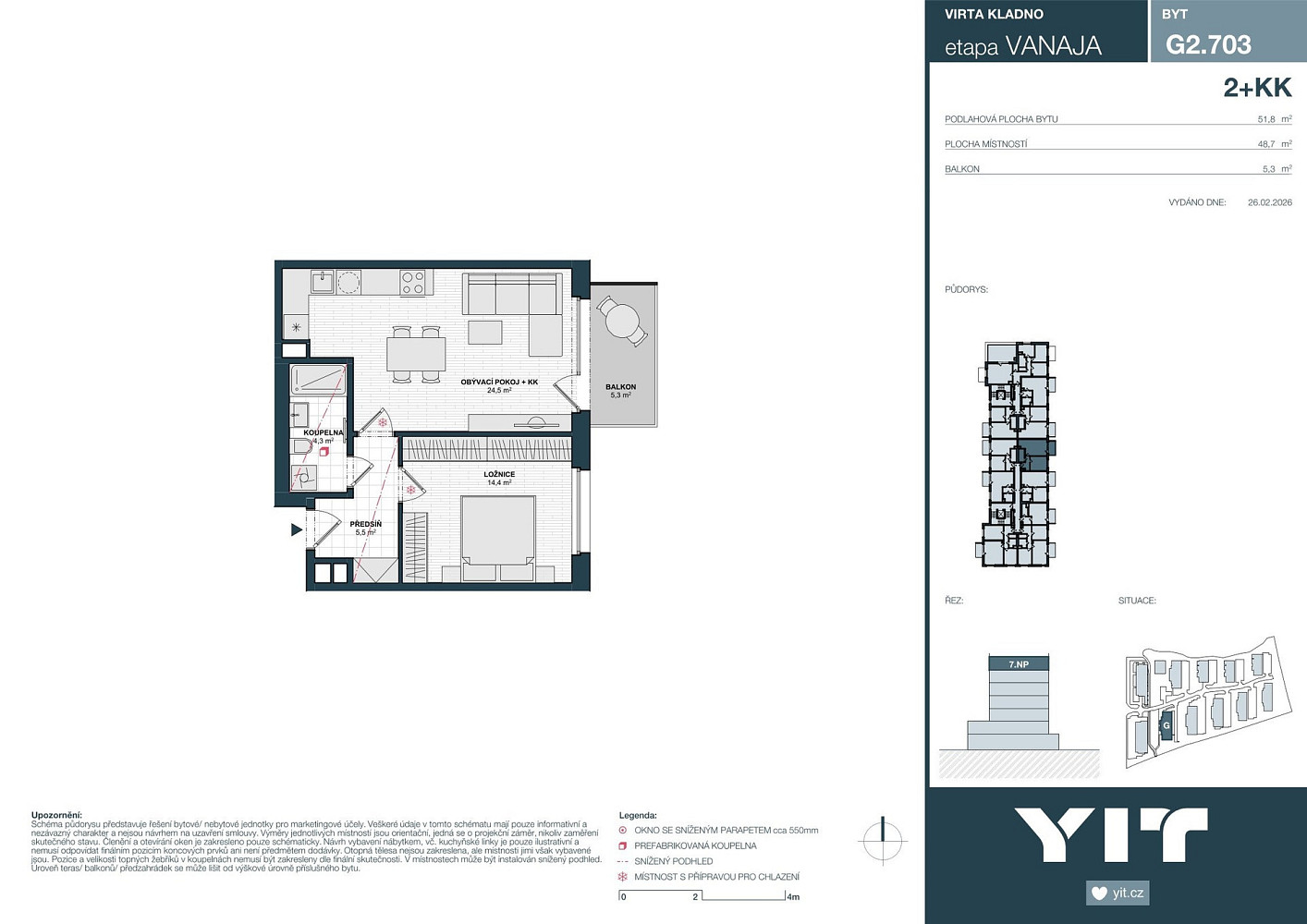 Prodej bytu 2+kk 49 m² – pohled 2