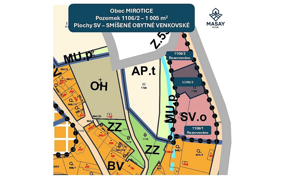 Prodej stavebního pozemku 1 005 m², Mirotice – náhled fotky 2