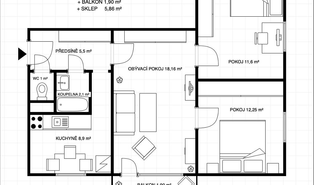Prodej bytu 3+1 59 m², Šumperk – náhled fotky 44