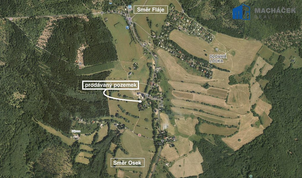 Prodej stavebního pozemku 2 350 m², Osek – náhled fotky 3