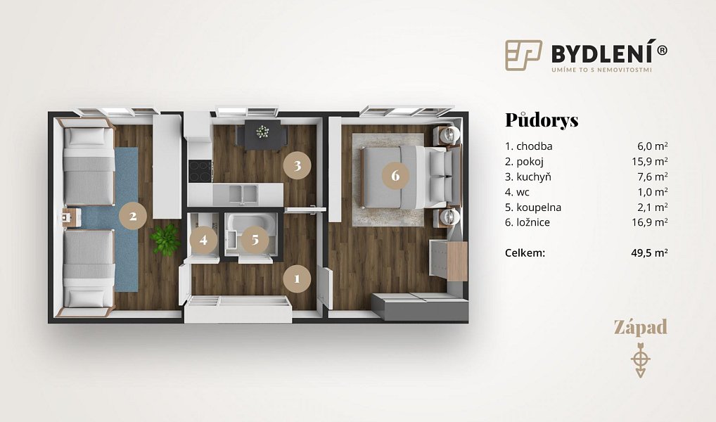 Prodej bytu 2+1 52 m², Teplice – náhled fotky 2