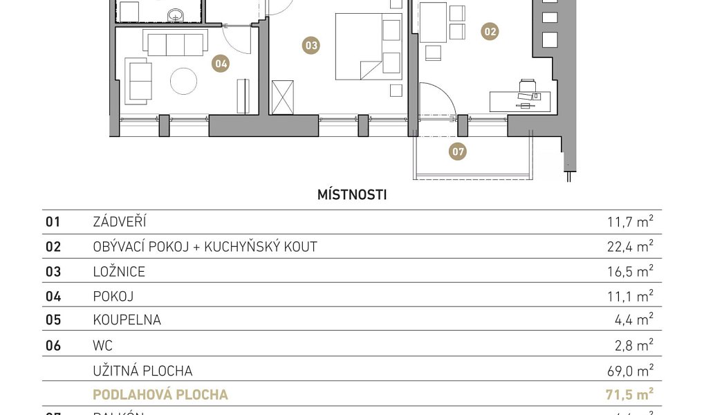 Prodej bytu 3+kk 69 m², Jiřice u Miroslavi – náhled fotky 4