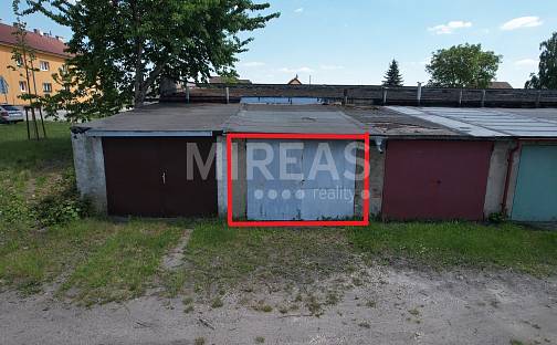 Milovice, prodej zděné řadové garáže 22 m2, okr. Nymburk, Milovice, okres Nymburk
