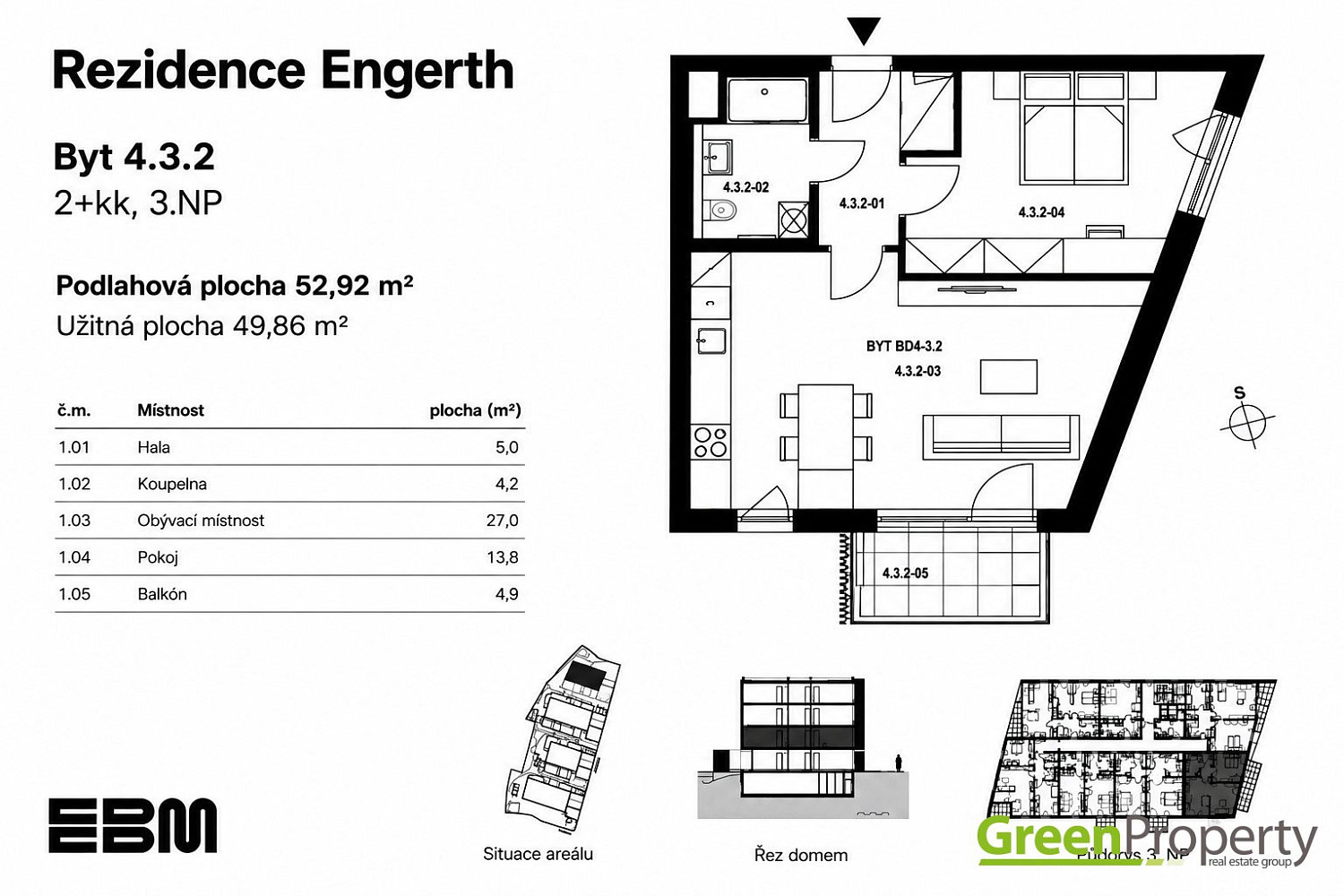 Pronájem bytu 2+kk 53 m² – fotografie 3