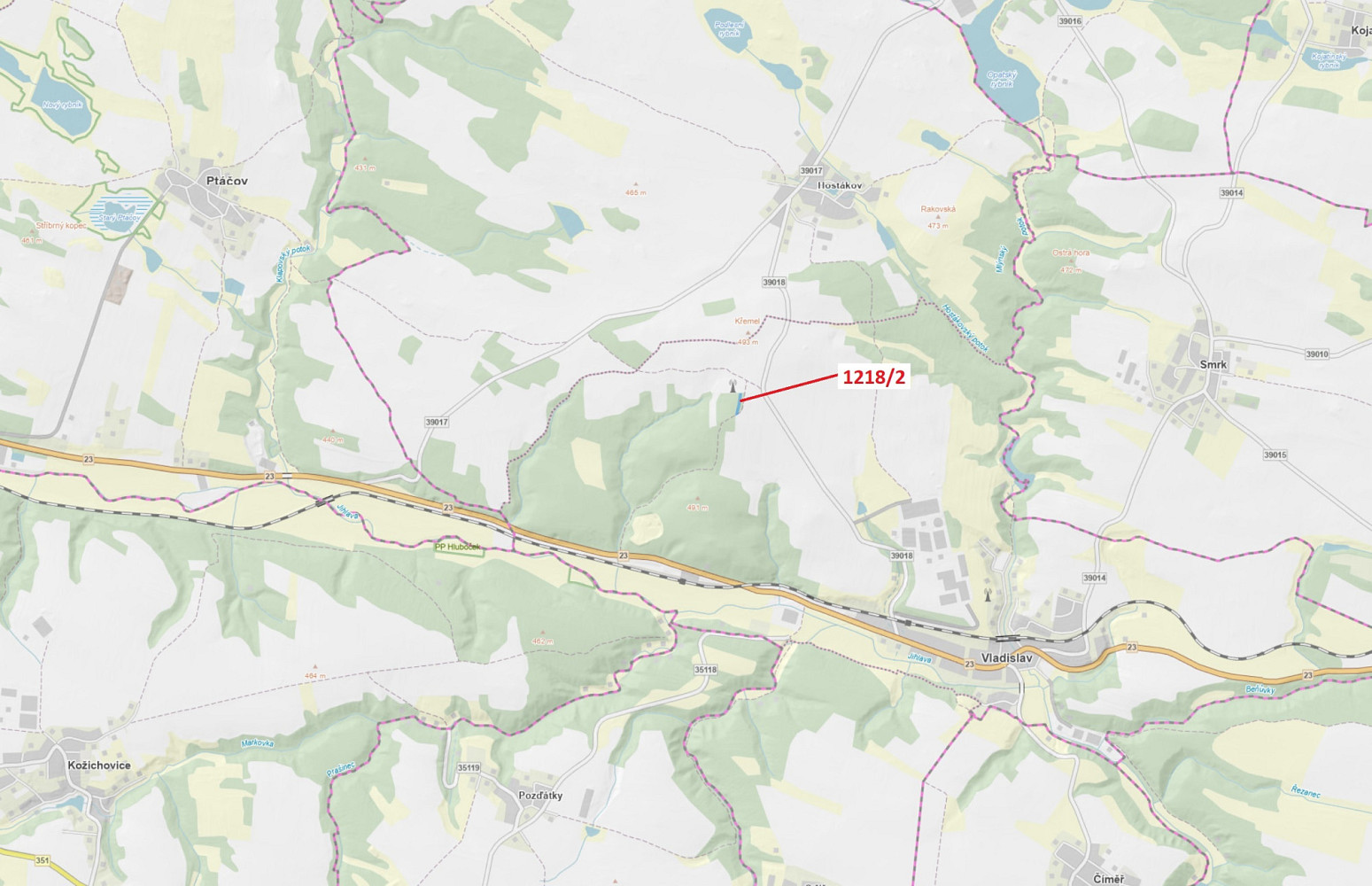 Dražba lesa 1 414 m²
