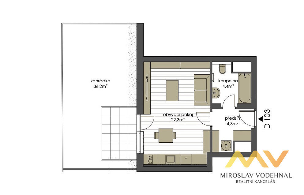Pronájem bytu 1+kk 32 m² – fotografie 4