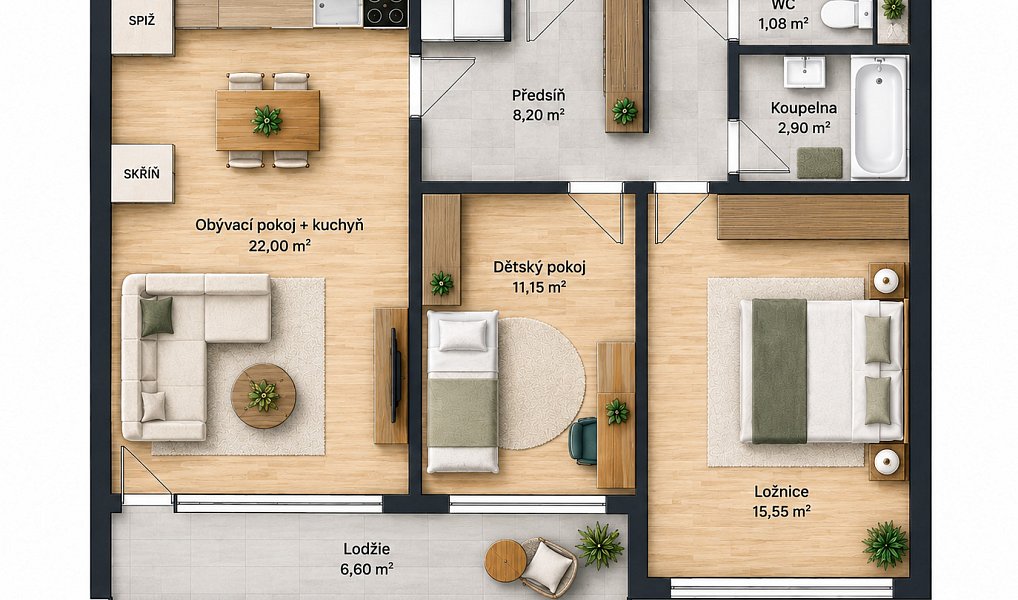 Pronájem bytu 3+kk 61 m², Praha – náhled fotky 4