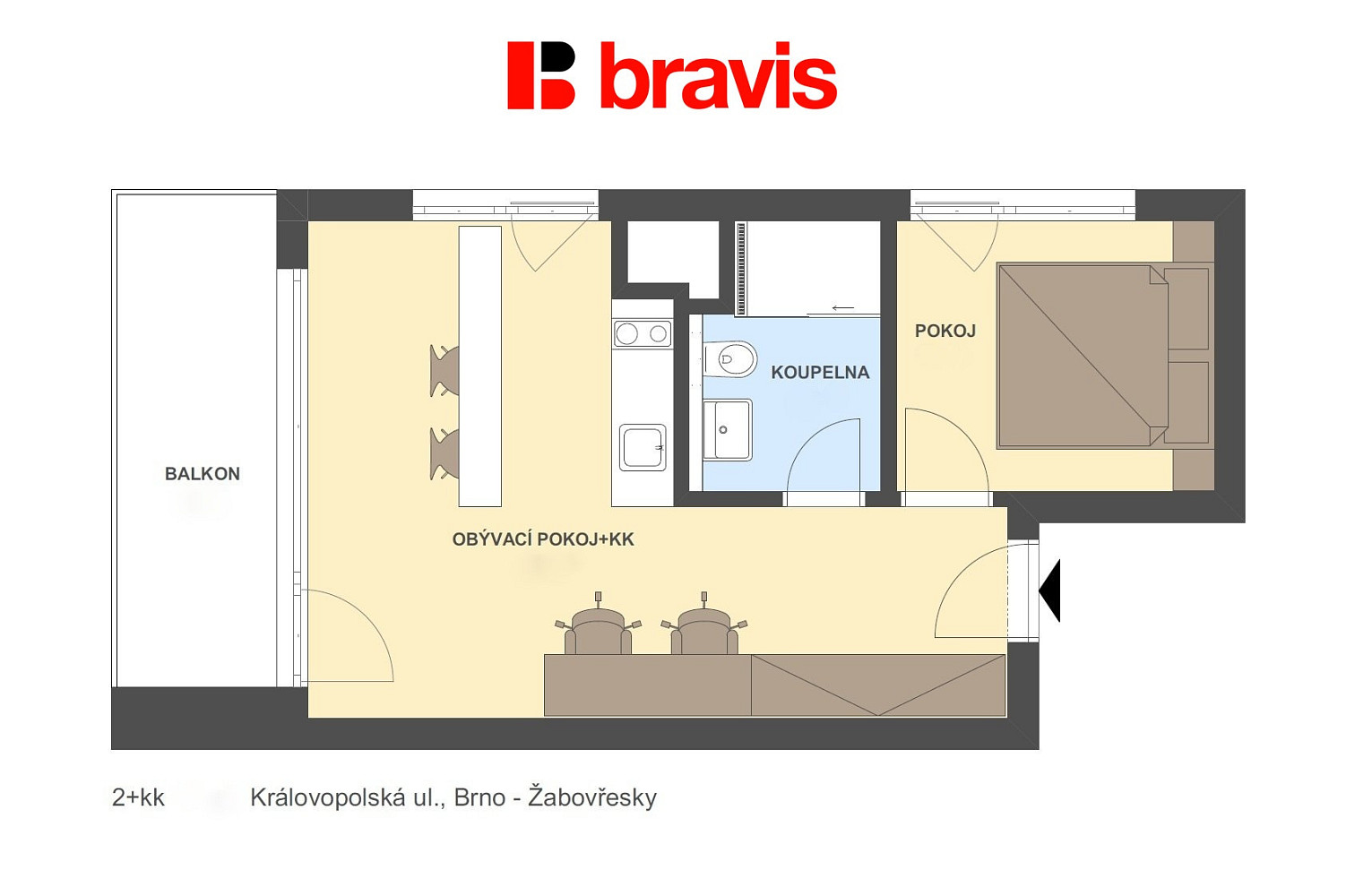 Pronájem bytu 2+kk 41 m² – fotografie 4