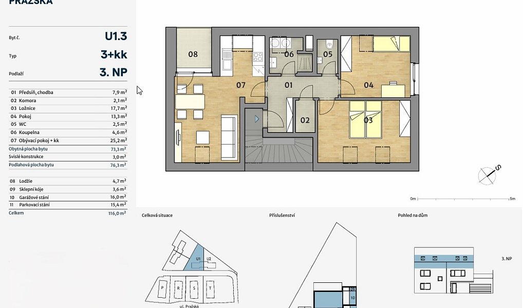 Prodej bytu 3+kk 76 m², Dobřichovice – náhled fotky 3