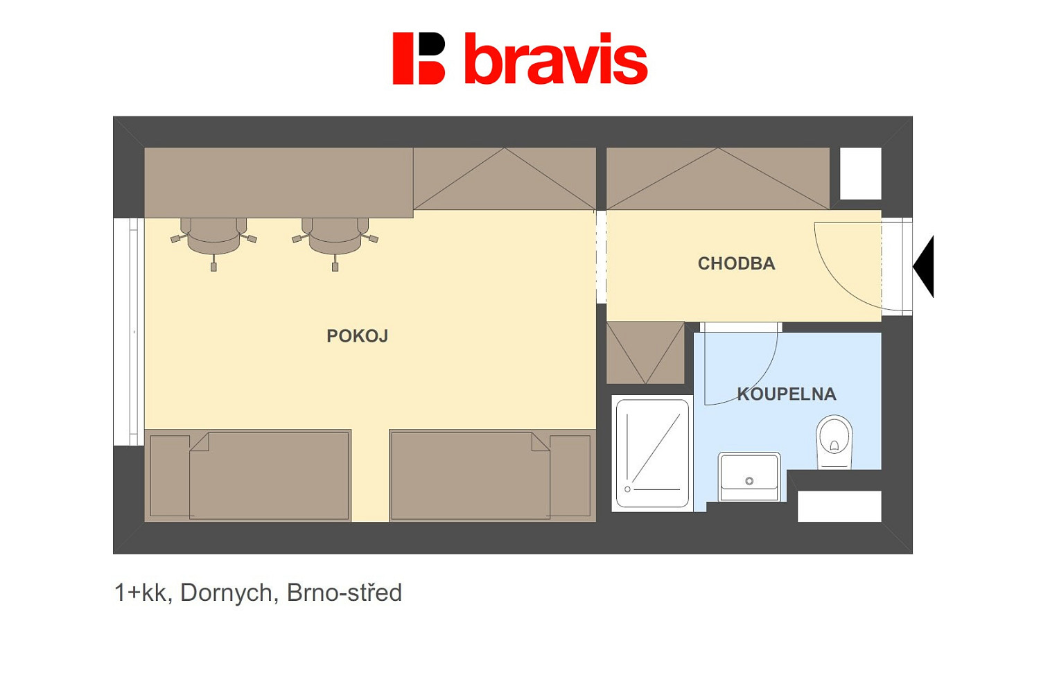 Pronájem bytu 1+kk 24 m² – fotografie 4