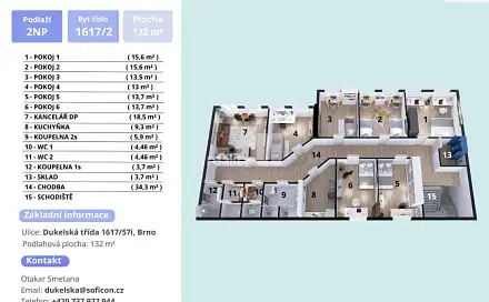 Pronájem bytu 5+kk 132 m², Dukelská třída, Brno - Husovice