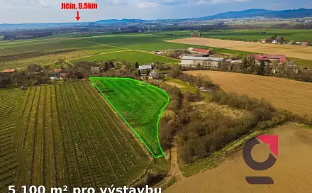 Prodej stavebního pozemku 12 143 m², Lužany, okres Jičín