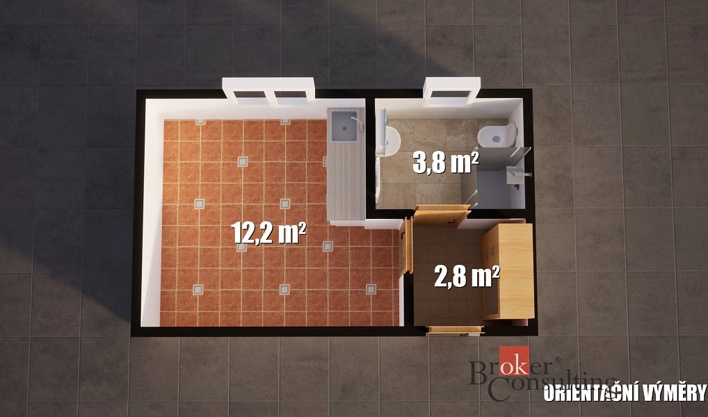 Pronájem bytu 1+kk 18 m², Liberec – náhled fotky 6