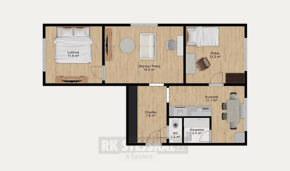 Prodej bytu 3+1 64 m², České Budějovice – náhled fotky 3