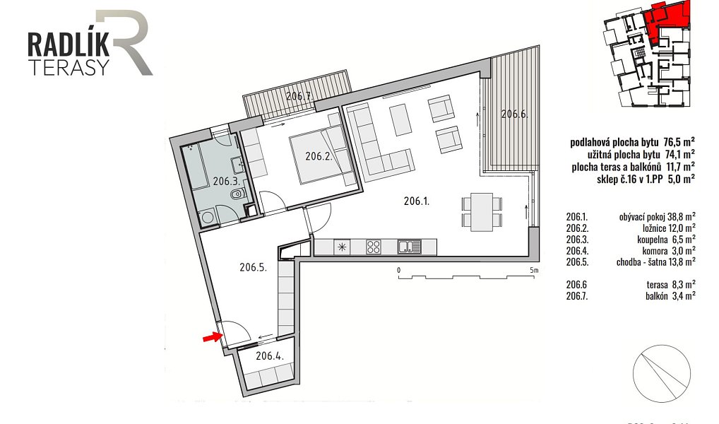 Prodej bytu 2+kk 74 m², Jílové u Prahy – náhled fotky 10