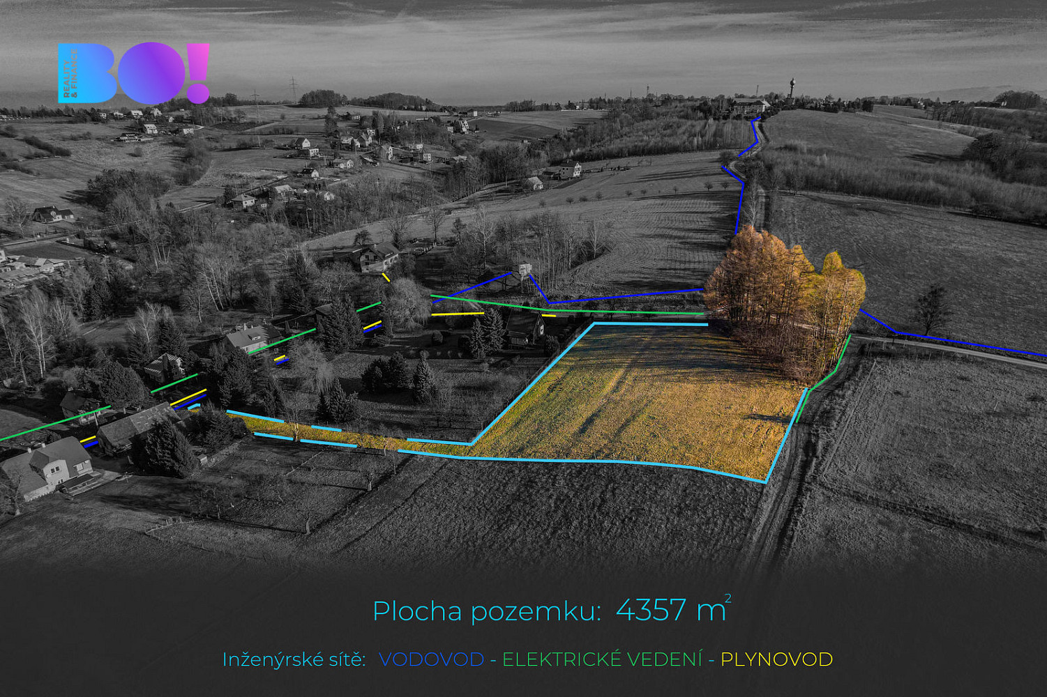 Prodej stavebního pozemku 4 357 m² – fotografie 3