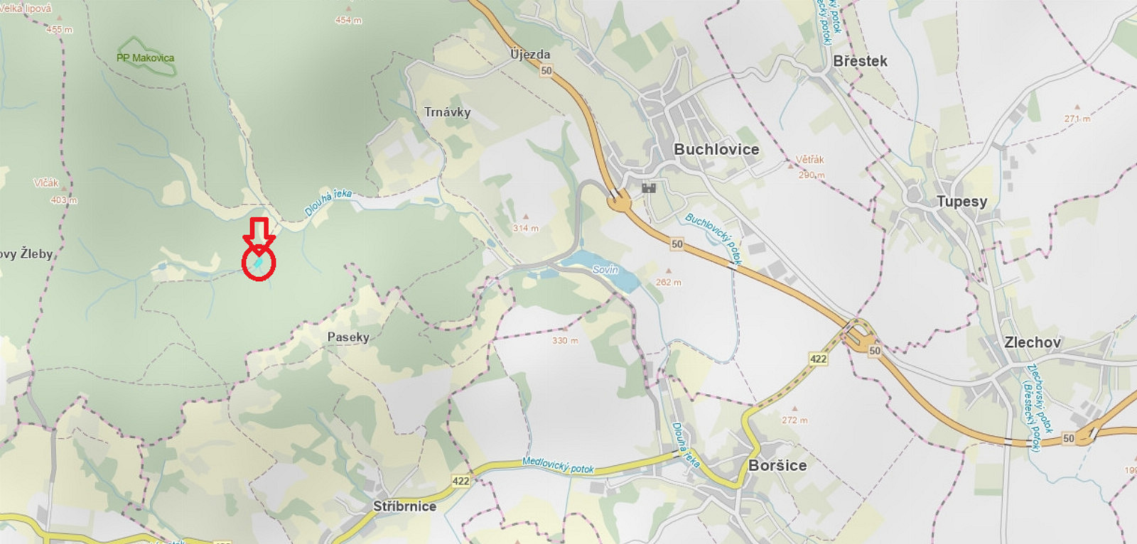 Prodej lesa 1 308 m²