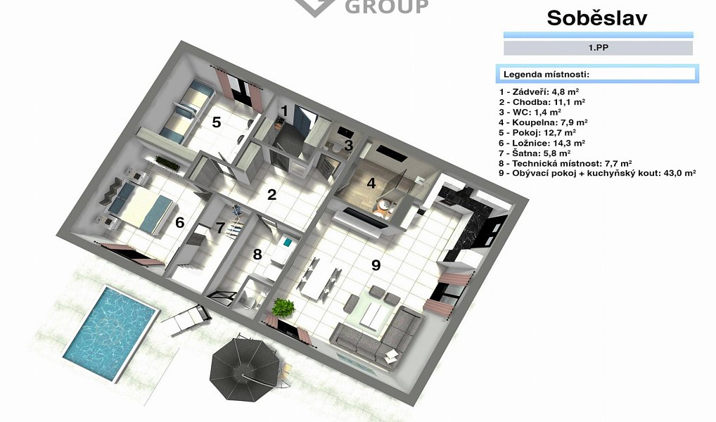 Prodej domu 135 m² s pozemkem 906 m², Soběslav – náhled fotky 14