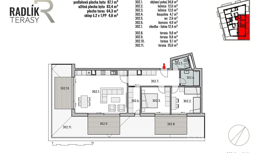 Prodej bytu 3+kk 83 m², Jílové u Prahy – náhled fotky 10