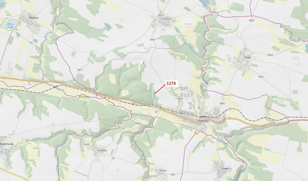 Dražba lesa, 1726 m², Třebíč, Vladislav