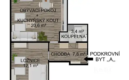 Pronájem bytu 2+kk 44 m², Soukenická, Bechyně, okres Tábor