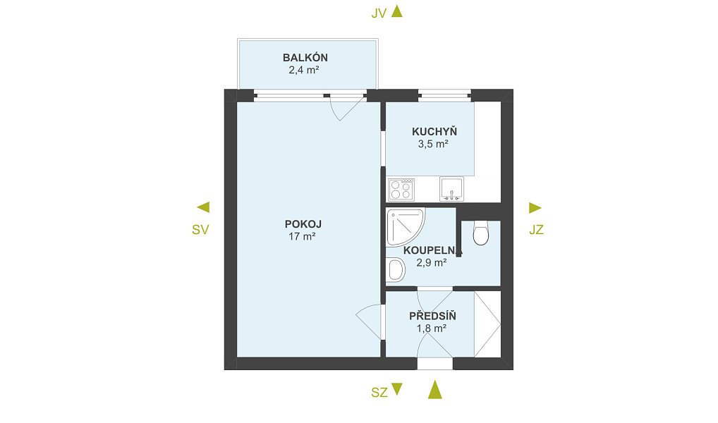 Prodej bytu 1+kk 28 m², Hradec Králové – náhled fotky 3