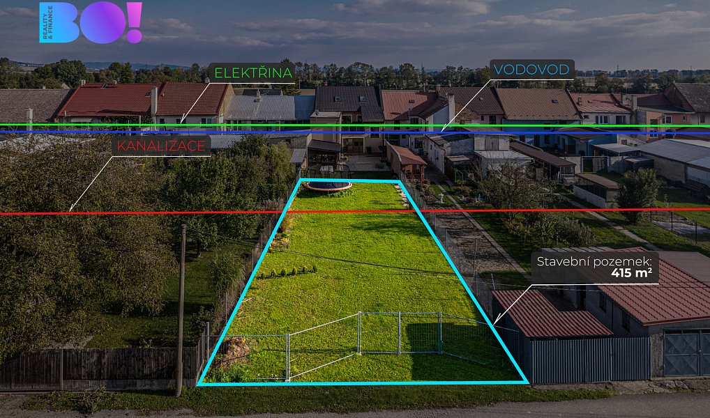 Prodej stavebního pozemku 415 m², Vlkoš – náhled fotky 2