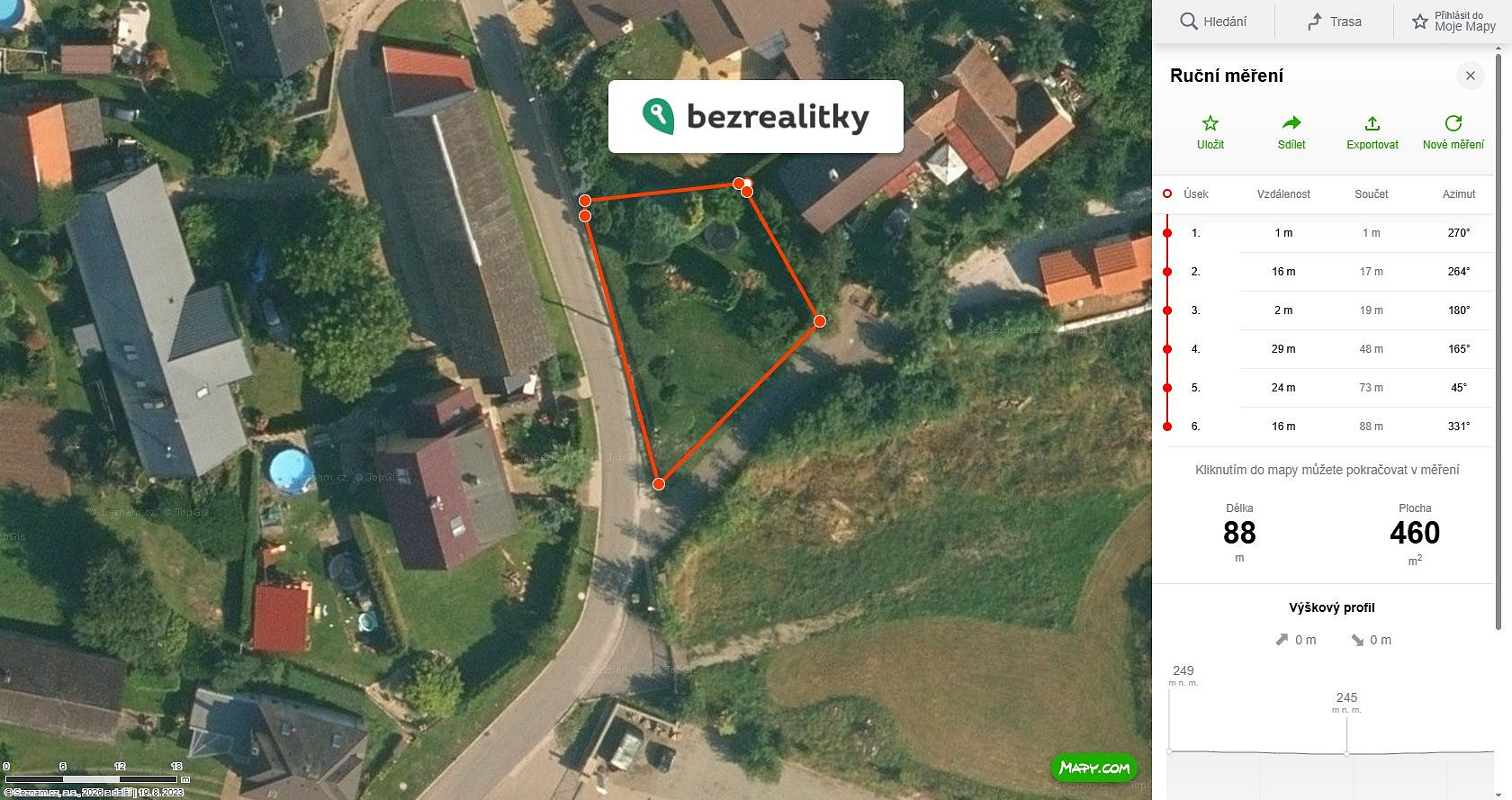 Prodej stavebního pozemku 460 m²