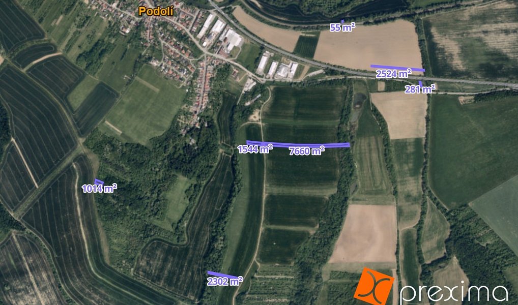 Prodej pole 1 031 m², Podolí – fotka 1 z 3