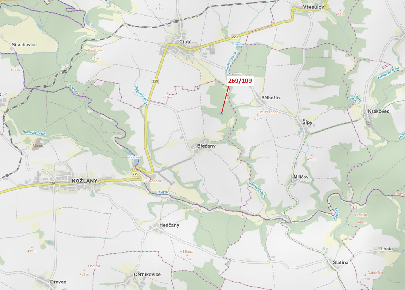 Dražba lesa 1 949 m²